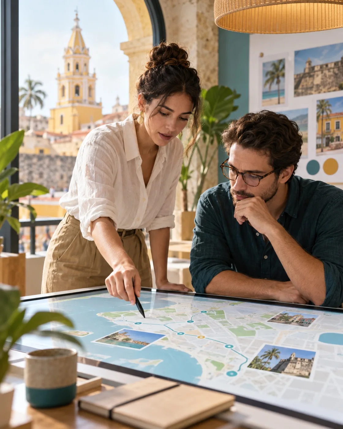 Equipo de diseño planificando una experiencia turística inteligente en Cartagena
