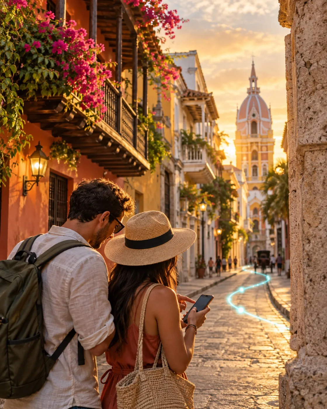 Viajeros descubriendo Cartagena con orientación digital personalizada
