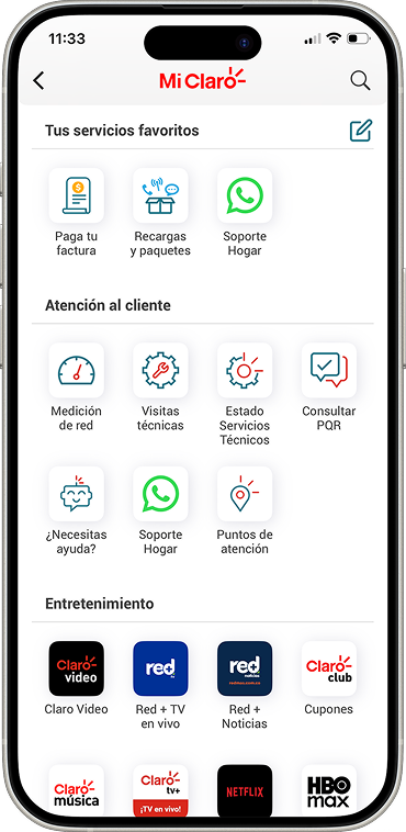 Catálogo de servicios favoritos de Mi Claro