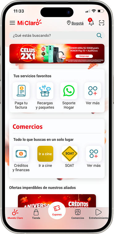 Compra de paquetes y recargas en Mi Claro