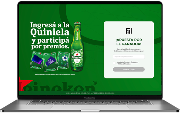 Pantalla de acceso a la experiencia digital de Heineken FIFCO