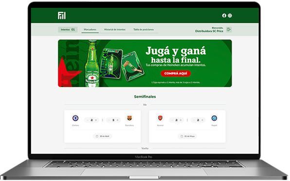 Panel de la experiencia gamificada de Heineken FIFCO